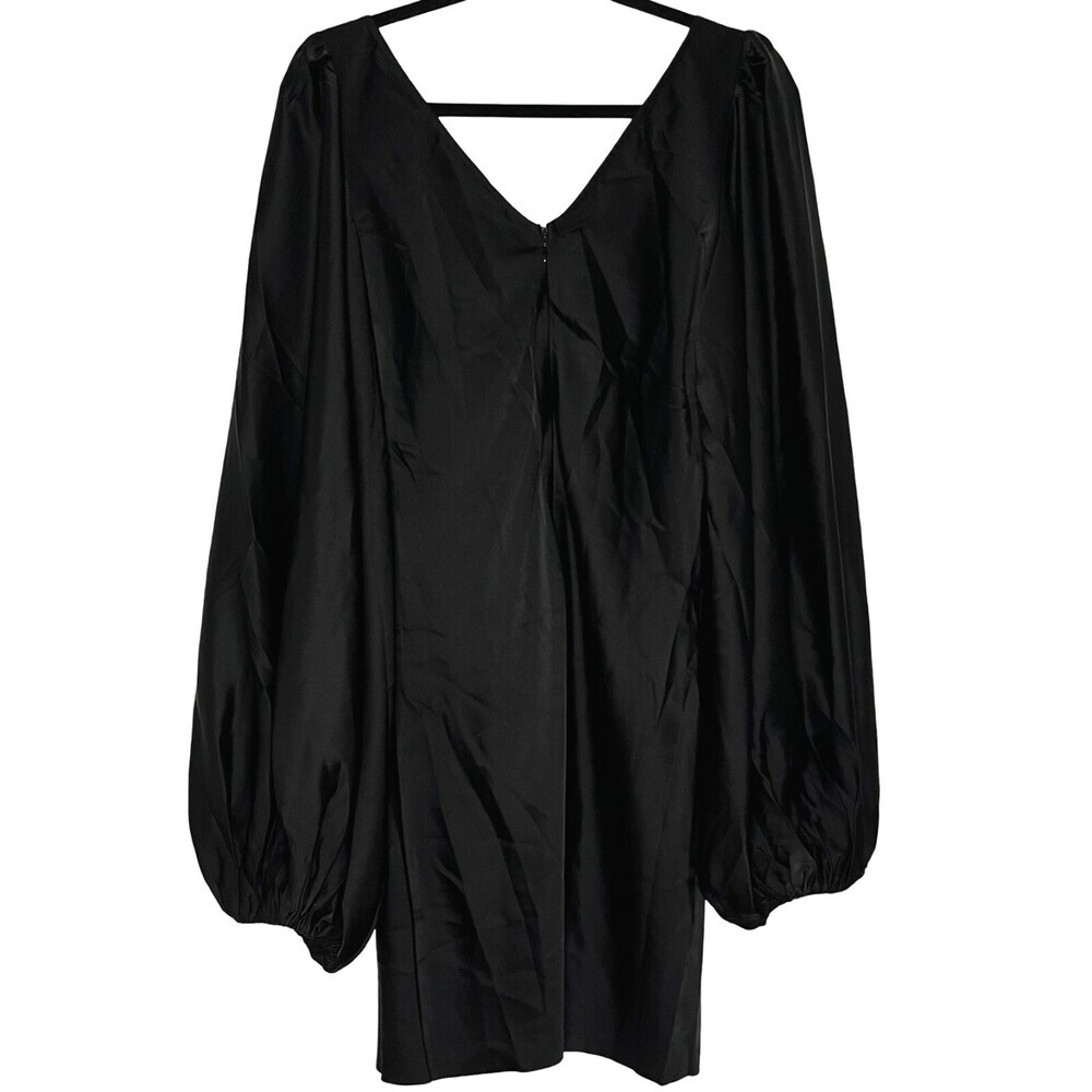 Jagger & Stone The Liv Mini Dress Womens 8 Black Satin Balloon Long Sleeve NWT - Picture 2 of 16